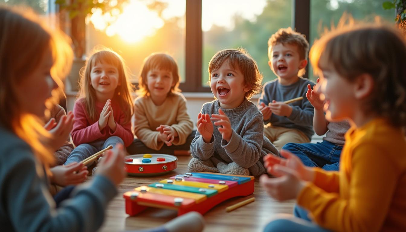 découvrez notre sélection des 10 meilleurs jeux d'activité musicale à proposer en maternelle pour animer vos classes, stimuler la créativité des enfants et développer leur sens du rythme tout en s’amusant !