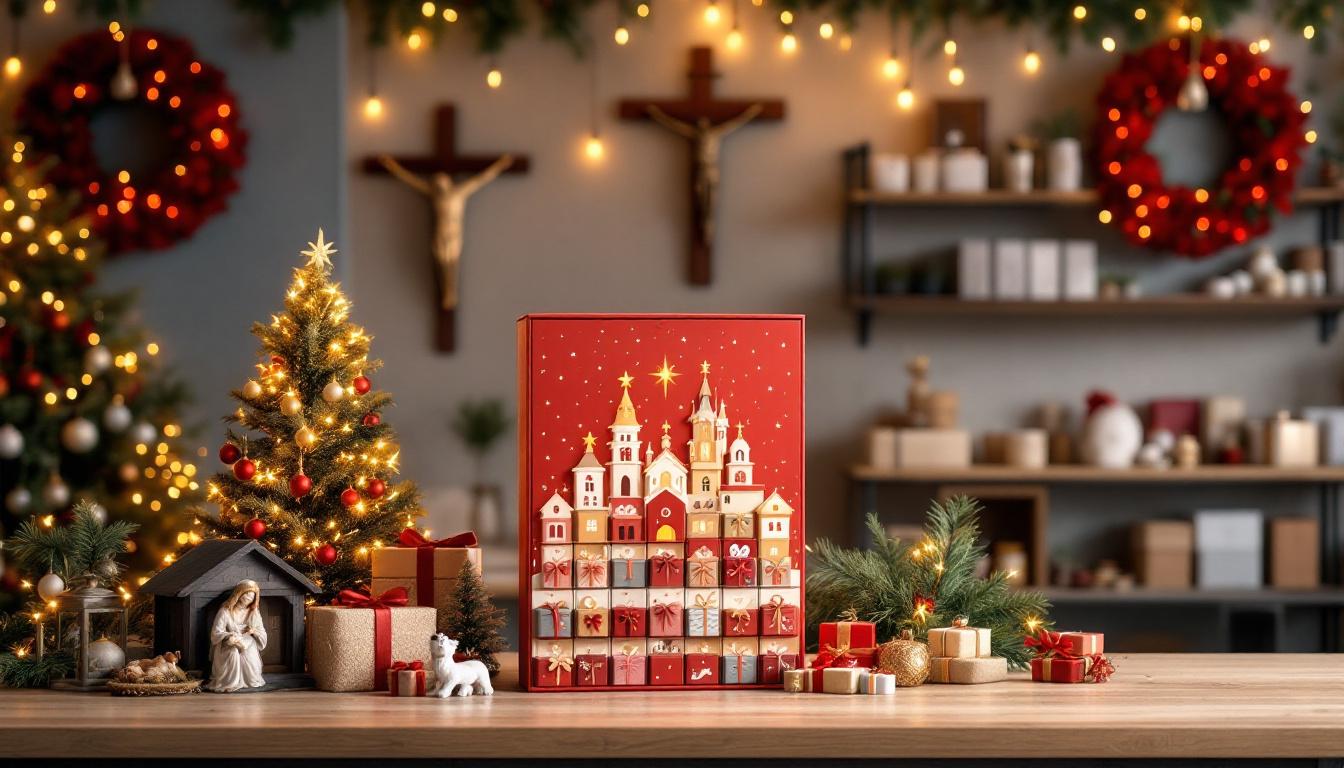 découvrez des idées cadeaux uniques des meilleures boutiques en ligne pour créer un calendrier de l'avent catholique plein de foi et de surprises spirituelles.