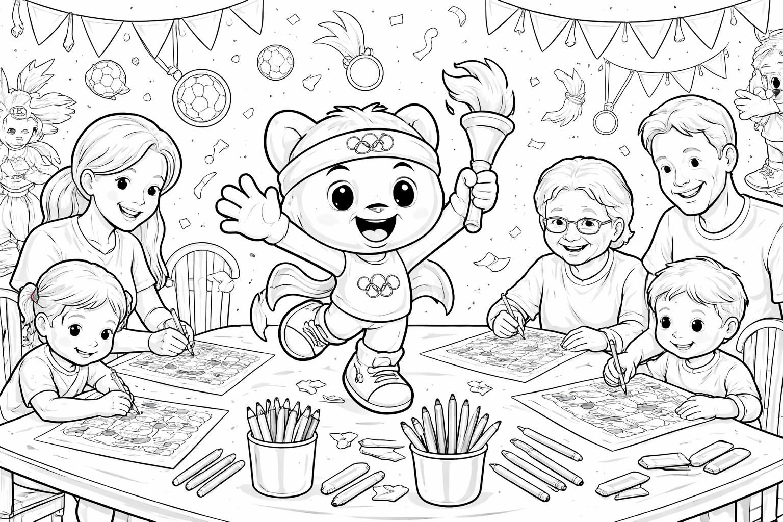 découvrez un coloriage gratuit d'une mascotte des jo à imprimer, idéal pour divertir toute la famille et partager un moment créatif ensemble.