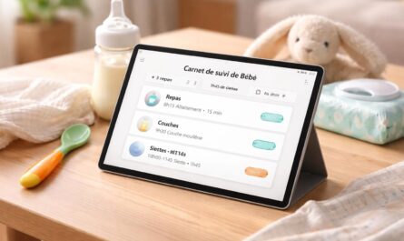 organisez facilement les repas, couches et siestes de votre bébé grâce au carnet numérique sur tablette tactile microsoft surface.