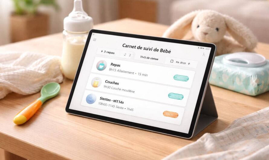 Carnet d’un bébé : repas, couches, siestes sur tablette tactile Microsoft Surface