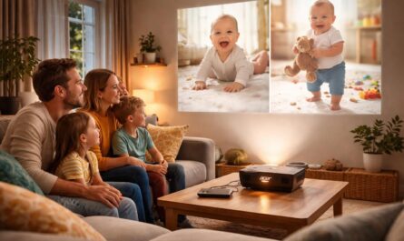 revivez les doux moments de votre bébé en famille grâce au vidéoprojecteur acer, projetant vos photos pour des souvenirs inoubliables et partagés.