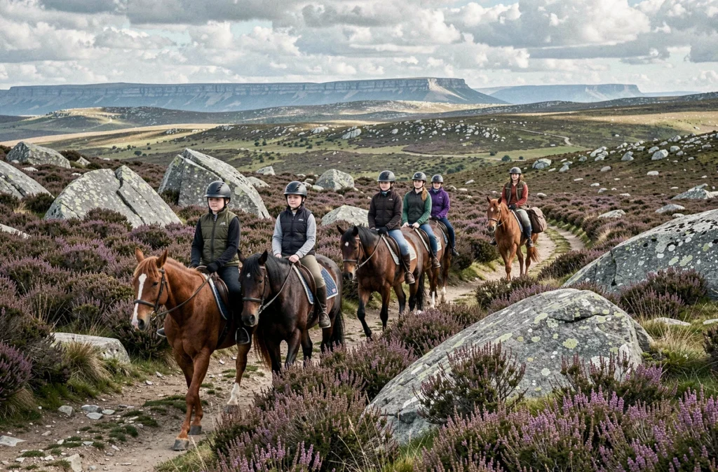 Groupe d'adolescents à cheval sur les sentiers sauvages de la Lozère avec Lozère Évasion