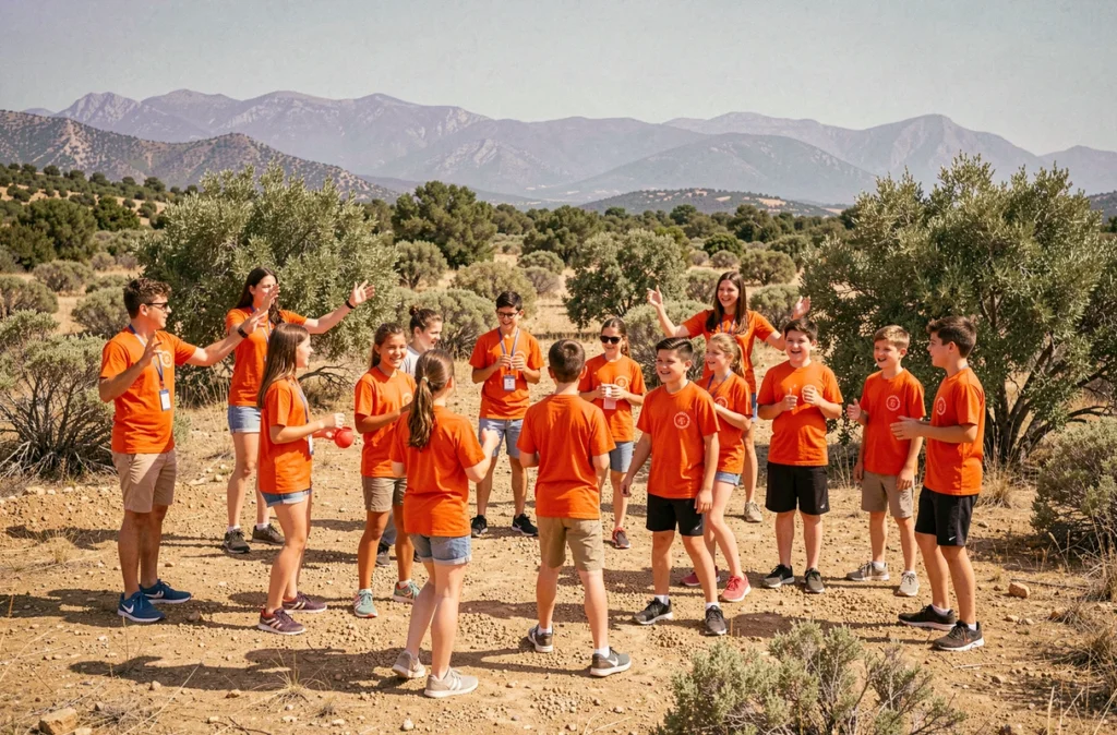 Activité de groupe en plein air pour adolescents à l'ODCVL Les Coussoules en Roussillon